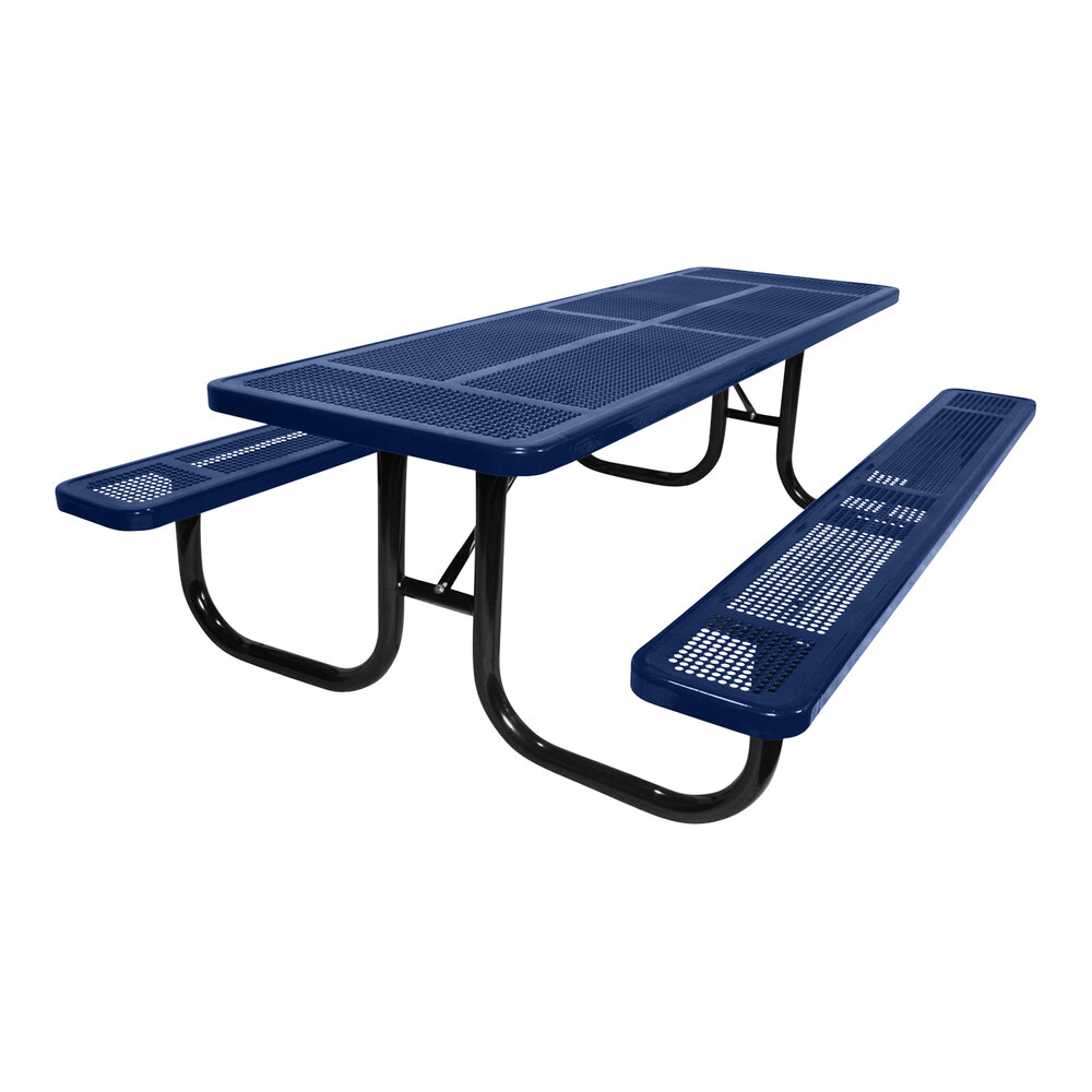 Ultra Site 4' Ultra Blue Heavy-Duty Rectangular Perforated Table 48" x 64 13/16" x 30 5/16"