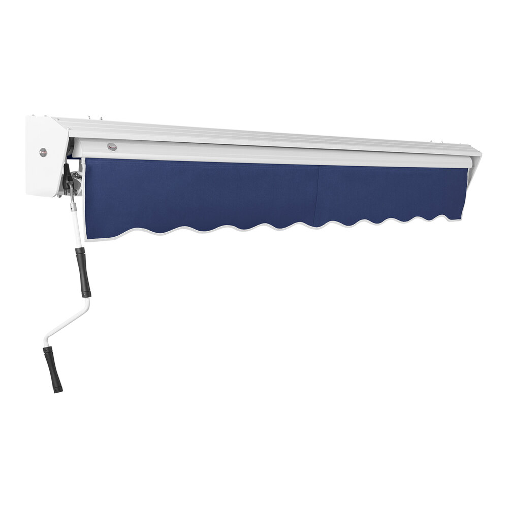 Awntech Destin 14' Navy Heavy-Duty Manual Retractable Patio Awning with Protective Hood