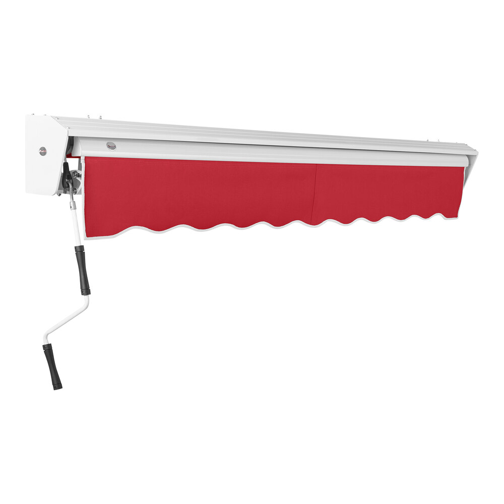 Awntech Destin 14' Red Heavy-Duty Manual Retractable Patio Awning with Protective Hood