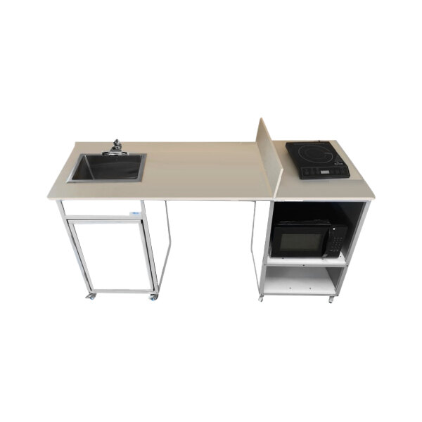 Monsam PK-2020-WHITE White Wheelchair Accessible Portable Kitchen with Self-Contained Sink