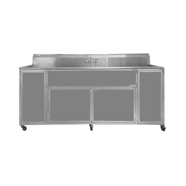 Monsam PSE-2004LA-GRAY Gray Four Deep Basin Portable Commercial Sink with 2 Drain Boards