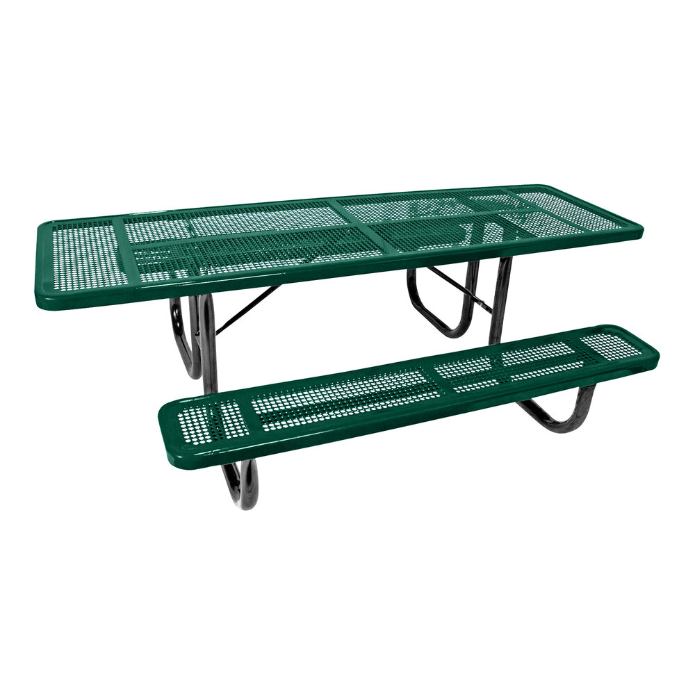 Ultra Site 8' Green Extra Heavy-Duty Double-Sided ADA Rectangular Perforated Table 96" x 68 15/16" x 30 5/16"