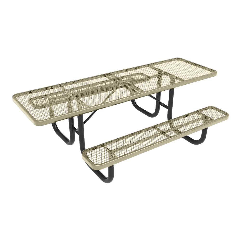 Ultra Site 8' Beige Extra Heavy-Duty Double-Sided ADA Rectangular Diamond Table 96" x 68 15/16" x 30 5/16"