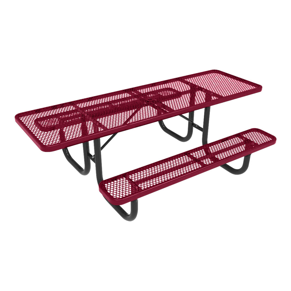Ultra Site 8' Burgundy Extra Heavy-Duty Double-Sided ADA Rectangular Diamond Table 96" x 68 15/16" x 30 5/16"