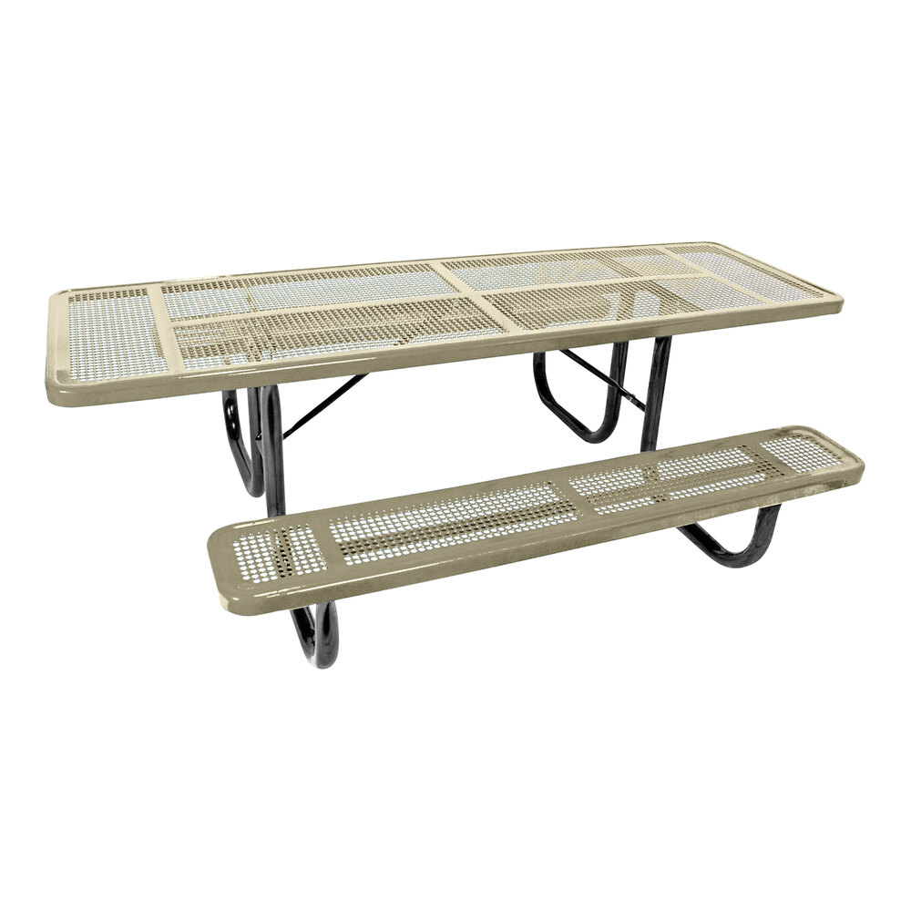 Ultra Site 8' Beige Extra Heavy-Duty Double-Sided ADA Rectangular Perforated Table 96" x 68 15/16" x 30 5/16"