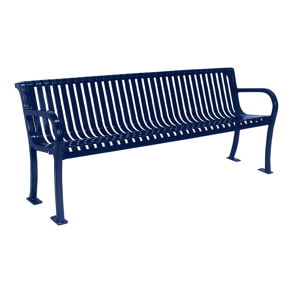 Ultra Site Lexington 6' Ultra Blue Slat Bench with Backrest 75" x 26 7/8" x 35 1/2"