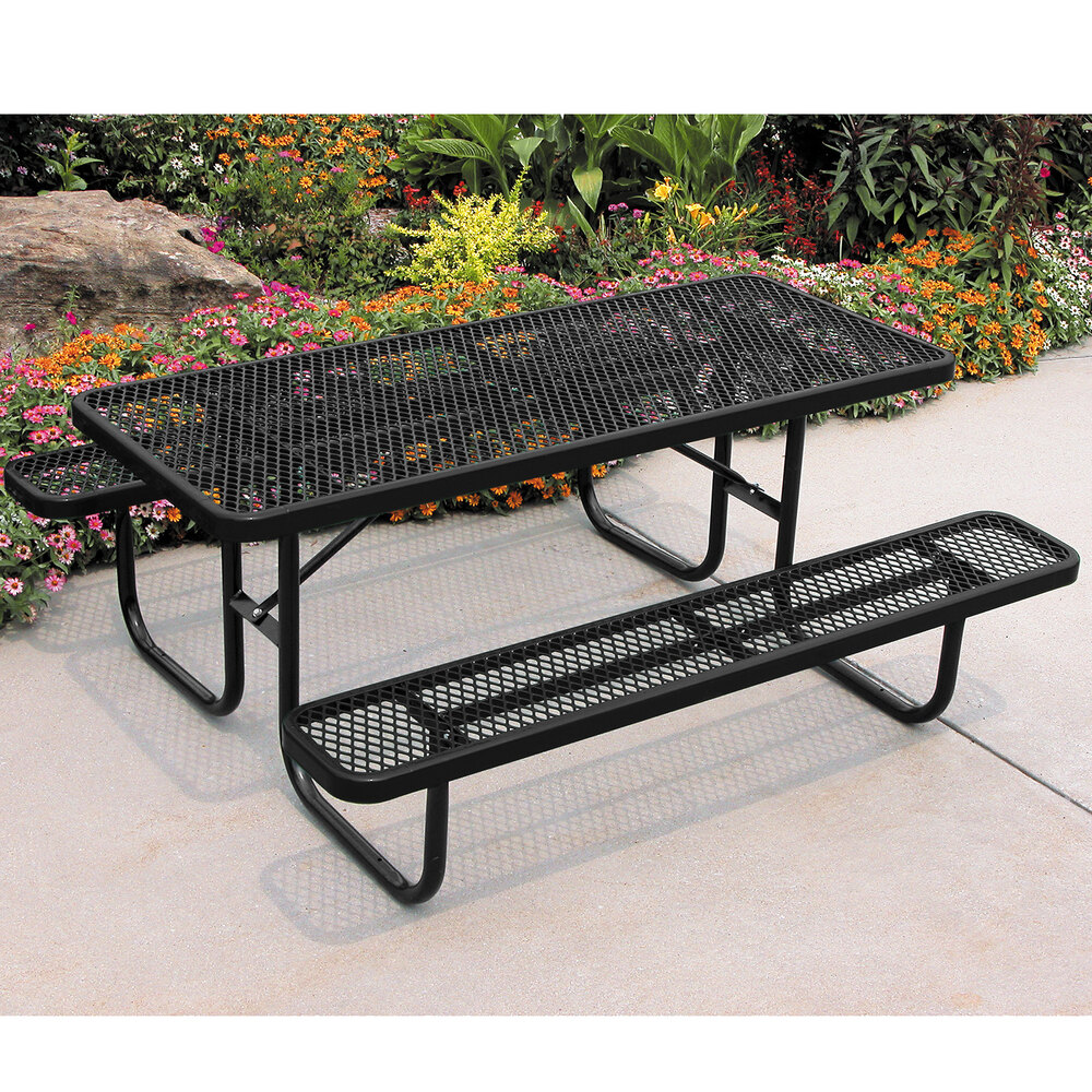 Ultra Site 4' Black Heavy-Duty Rectangular Diamond Table 48" x 64 13/16" x 30 5/16"