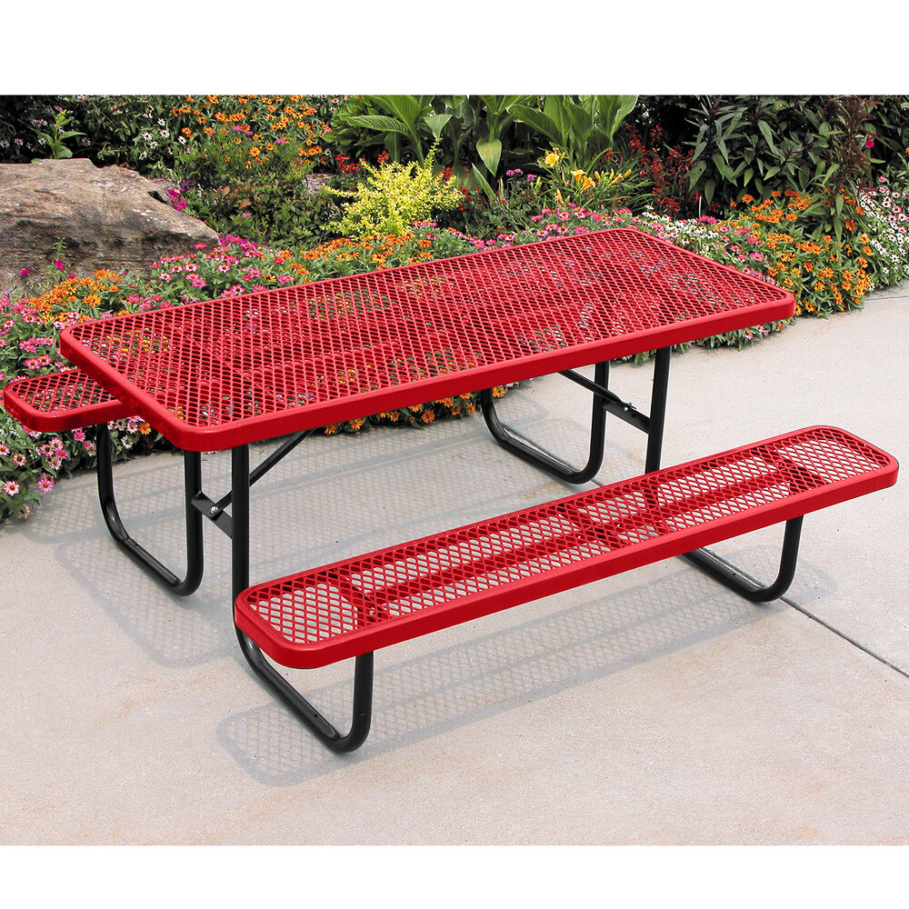 Ultra Site 4' Red Heavy-Duty Rectangular Diamond Table 48" x 64 13/16" x 30 5/16"