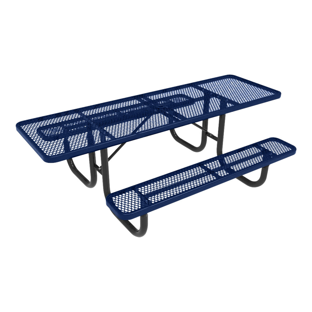 Ultra Site 6' Ultra Blue Heavy-Duty Rectangular Perforated Table 72" x 64 13/16" x 30 5/16"