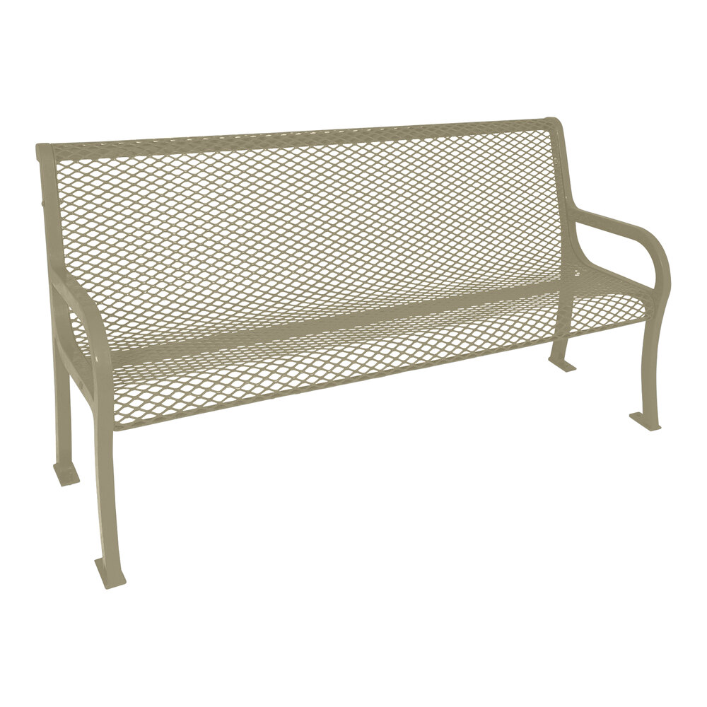 Ultra Site Lexington 8' Beige Diamond Bench with Backrest 99" x 26 7/8" x 35 1/2"