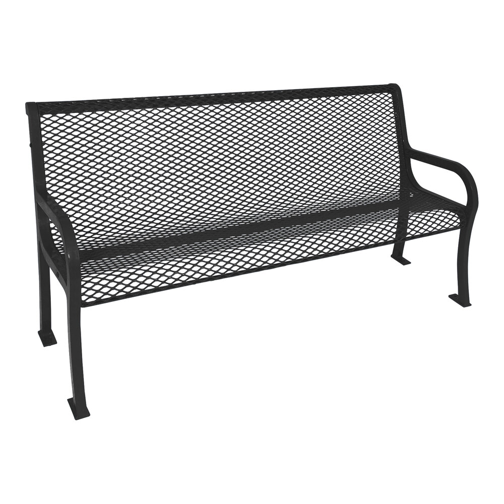 Ultra Site Lexington 8' Black Diamond Bench with Backrest 99" x 26 7/8" x 35 1/2"