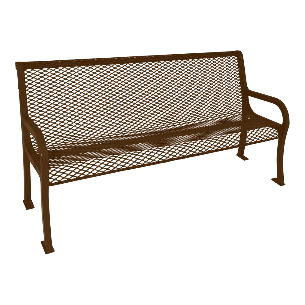 Ultra Site Lexington 4' Brown Diamond Bench with Backrest 51" x 26 7/8" x 35 1/2"
