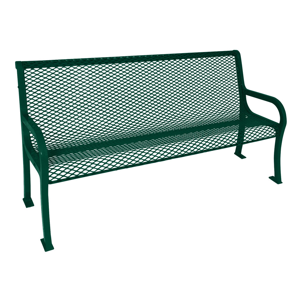 Ultra Site Lexington 4' Green Diamond Bench with Backrest 51" x 26 7/8" x 35 1/2"