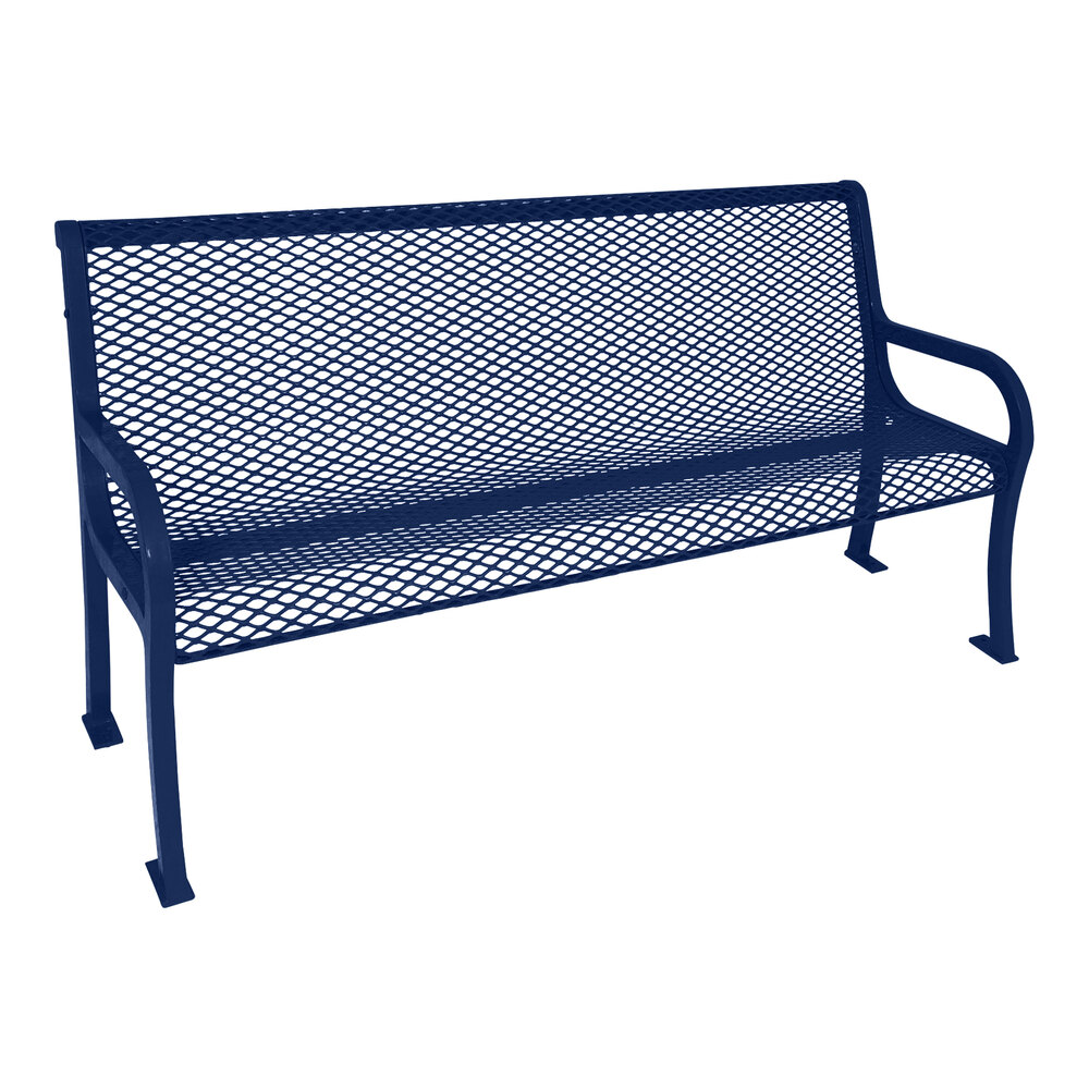 Ultra Site Lexington 4' Ultra Blue Diamond Bench with Backrest 51" x 26 7/8" x 35 1/2"