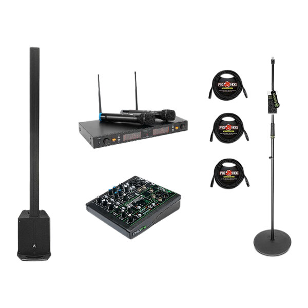 Avante Karaoke Pack with PA System, Effects Mixer, and Wireless Microphone System