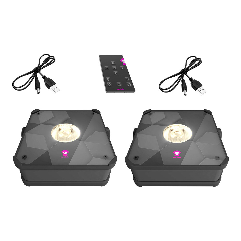 Ape Labs Mini 2.0 Wireless Battery-Operated LED Lights with 29 Color Presets, 2 Chargers, and Remote - 2/Set