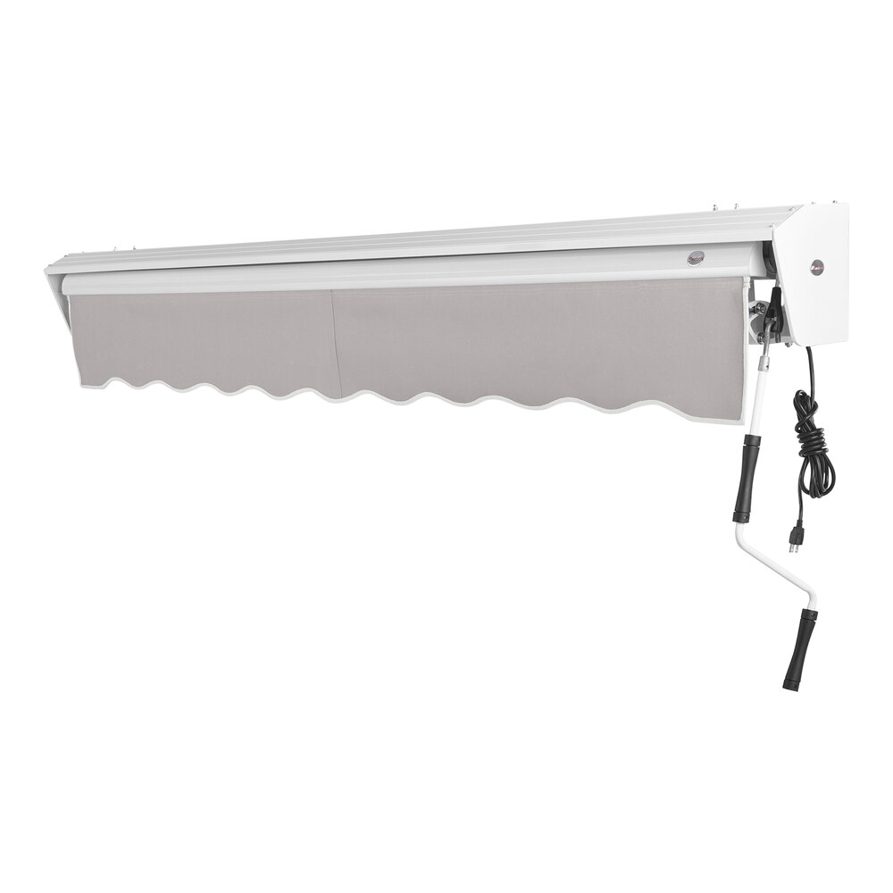 Awntech Destin 14' Gray Heavy-Duty Right Motor Retractable Patio Awning with Protective Hood