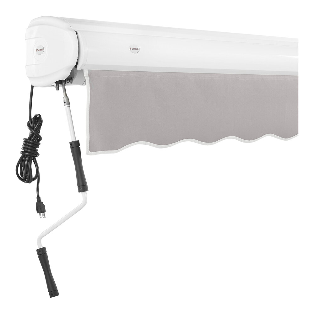 Awntech Key West 12' Gray Heavy-Duty Left Motor Retractable Patio Awning with Protective Hood