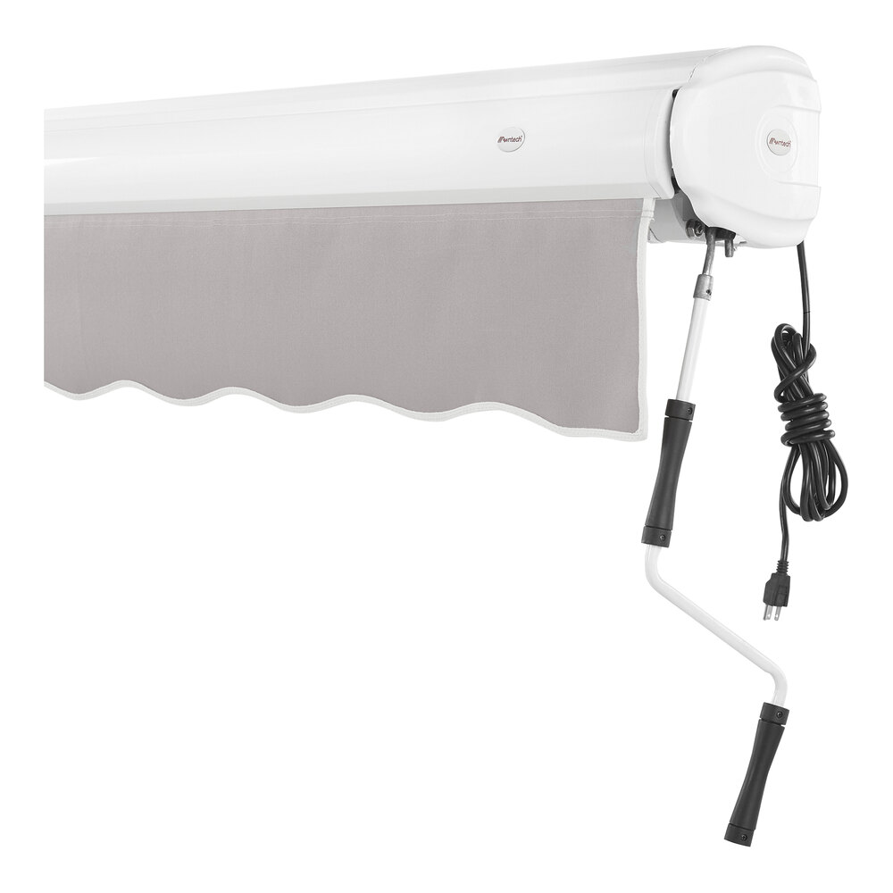 Awntech Key West 12' Gray Heavy-Duty Right Motor Retractable Patio Awning with Protective Hood