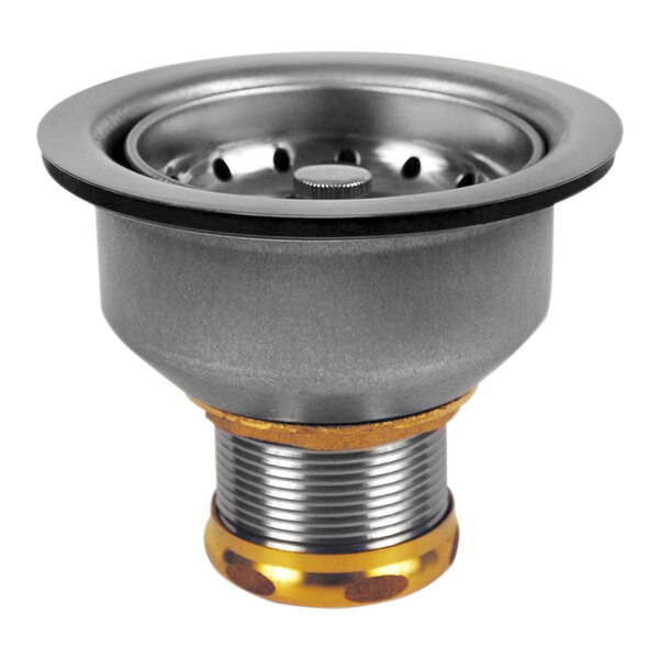 Dearborn by Oatey 15BN Snap-N-Tite 3 3/4" Stainless Steel Sink Basket Strainer with Locking Cup and Brass Nut