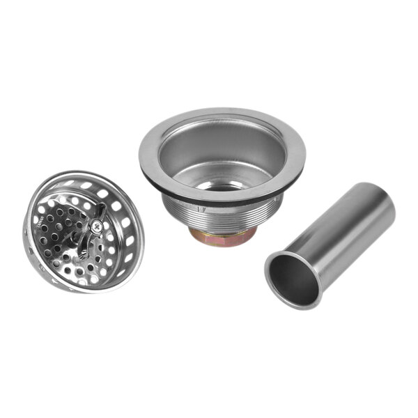 Dearborn by Oatey 17T Spin-N-Lock 4 1/2" Stainless Steel Sink Basket Strainer with Screw-In Basket and Chrome-Plated Tailpiece