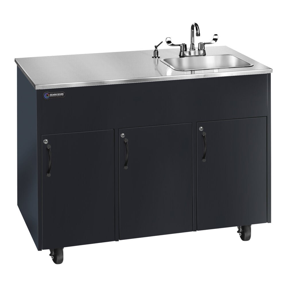 Ozark River Manufacturing ADAVK-SS-SS1DN Advantage S1D Black Deep Basin Portable Hot Water Hand Sink