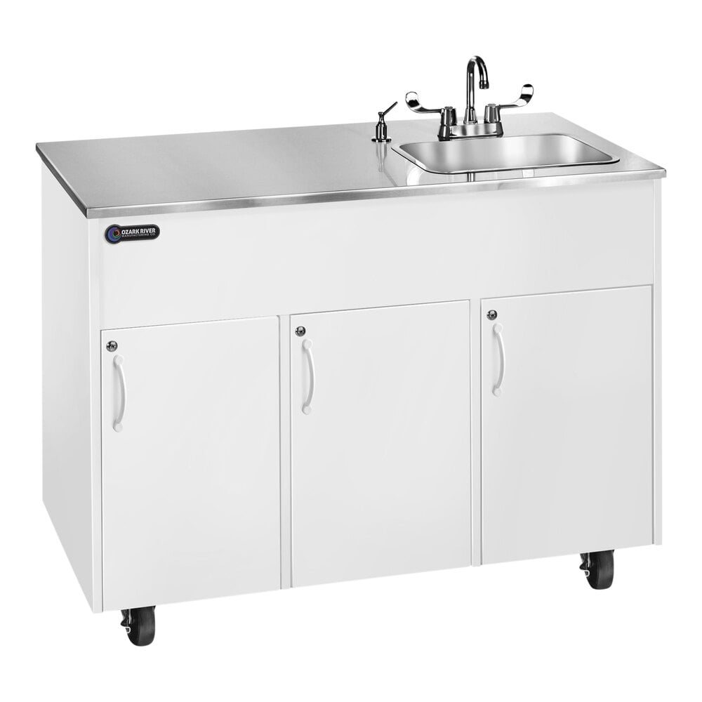 Ozark River Manufacturing ADAVW-SS-SS1DN Advantage S1D White Deep Basin Portable Hot Water Hand Sink