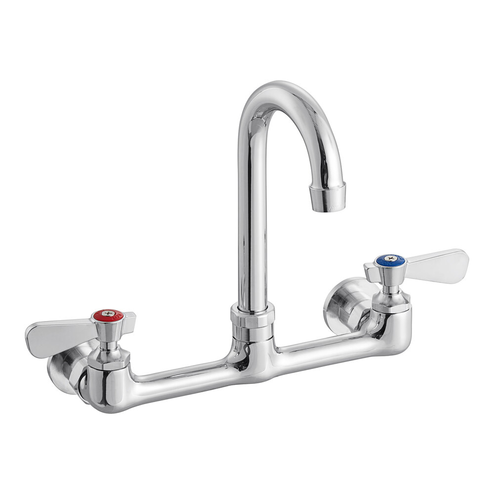 Regency Wall Mount Faucet with 3 1/2" Swivel Gooseneck Spout and 8" Centers