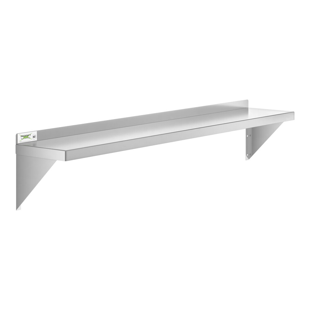 Regency 10" x 60" 18 Gauge Stainless Steel Solid Wall Shelf