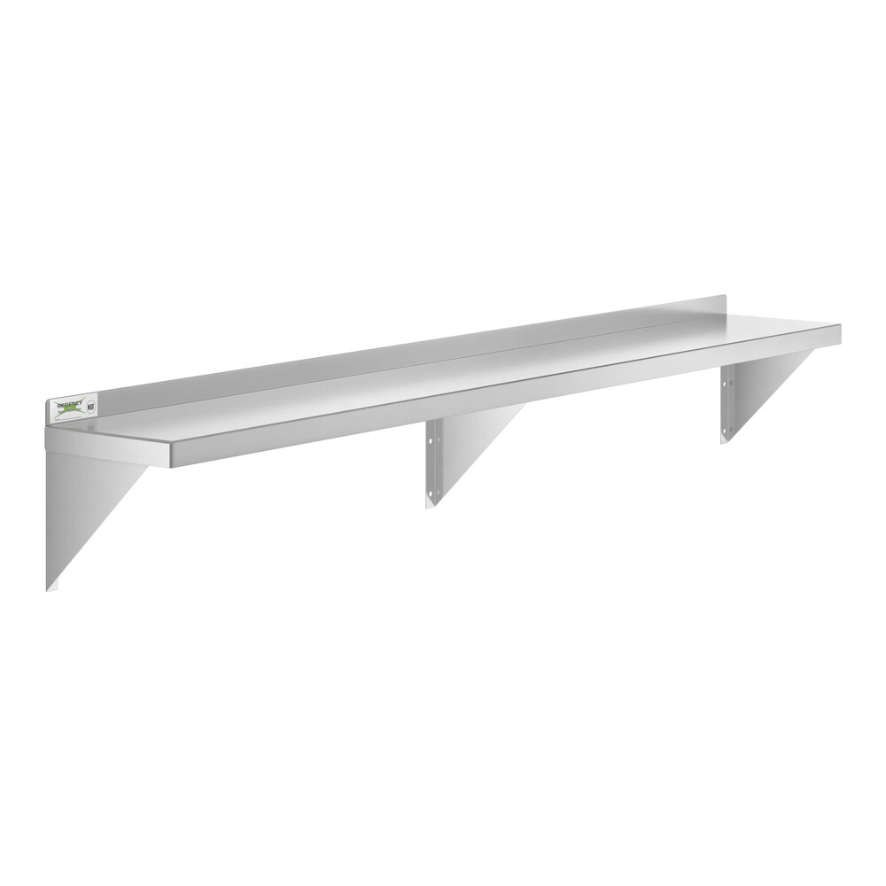 Regency 10" x 72" 18 Gauge Stainless Steel Solid Wall Shelf