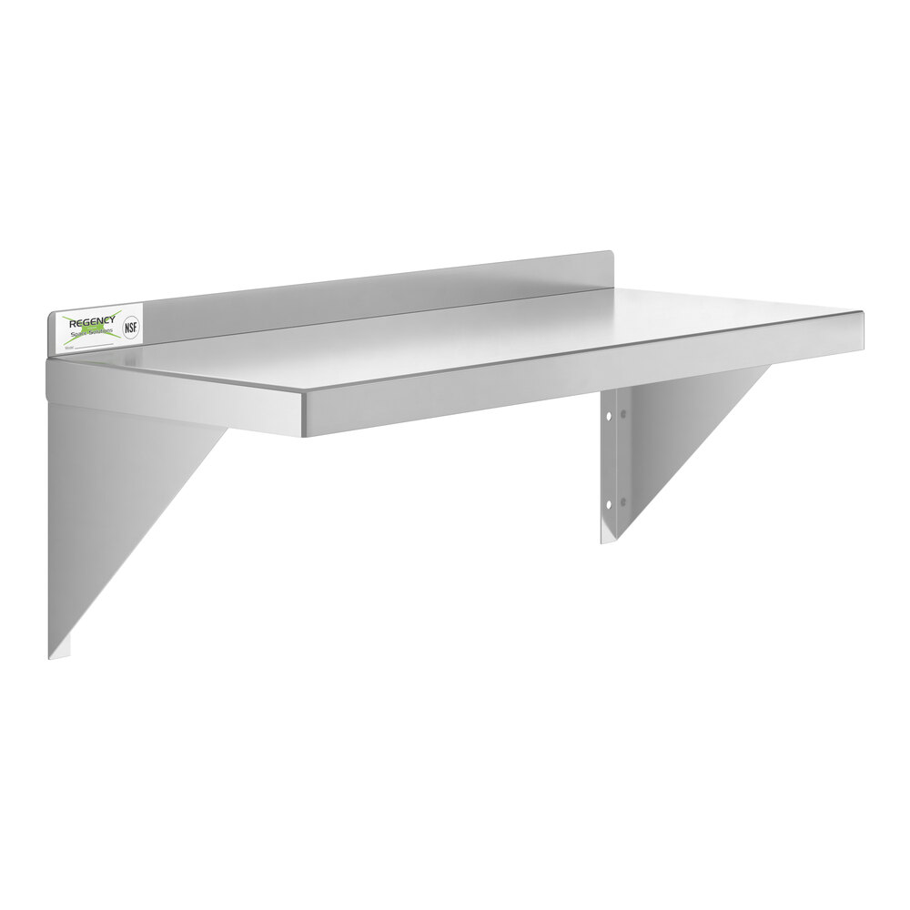 Regency 12" x 30" 16 Gauge Stainless Steel Heavy-Duty Solid Wall Shelf