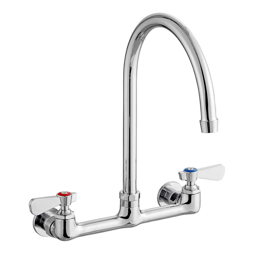 Regency Wall Mount Faucet with 8" Centers and 8" Swivel Gooseneck Spout