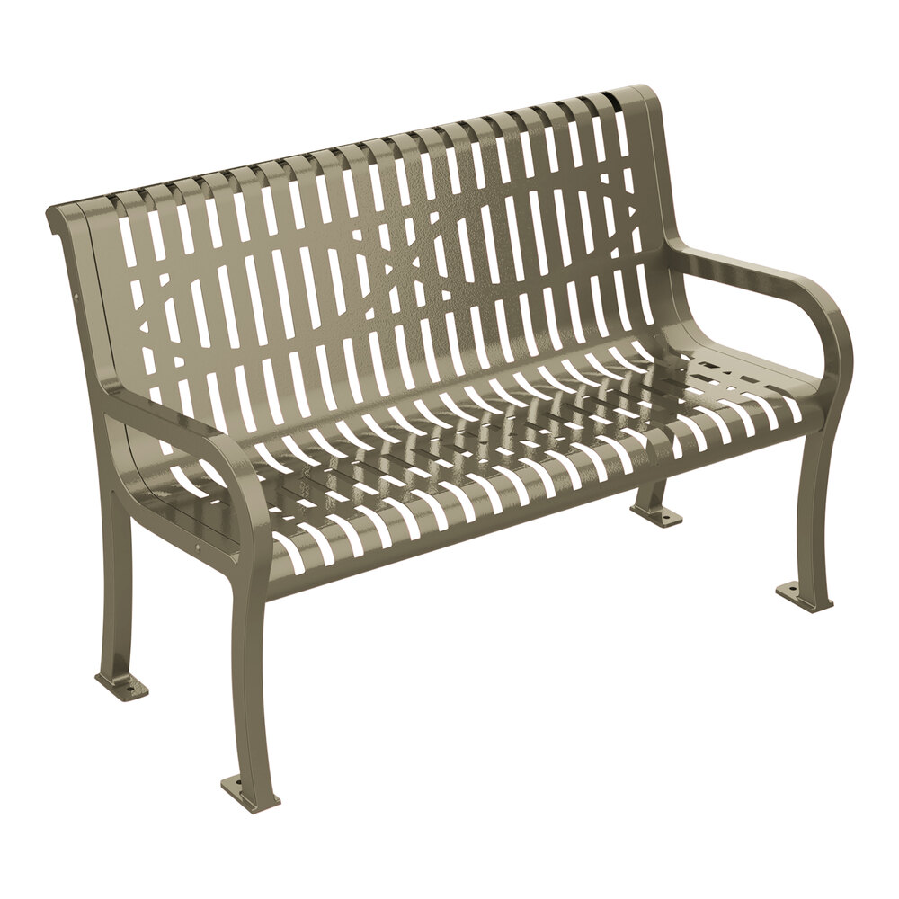 Ultra Site Lexington 4' Beige Wave Bench with Backrest 51" x 26 7/8" x 35 1/2"