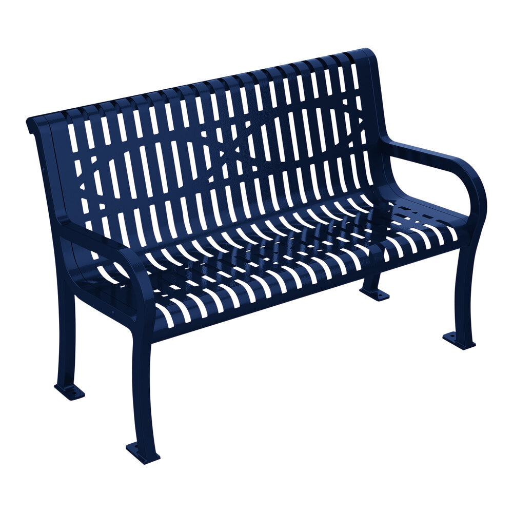 Ultra Site Lexington 4' Ultra Blue Wave Bench with Backrest 51" x 26 7/8" x 35 1/2"