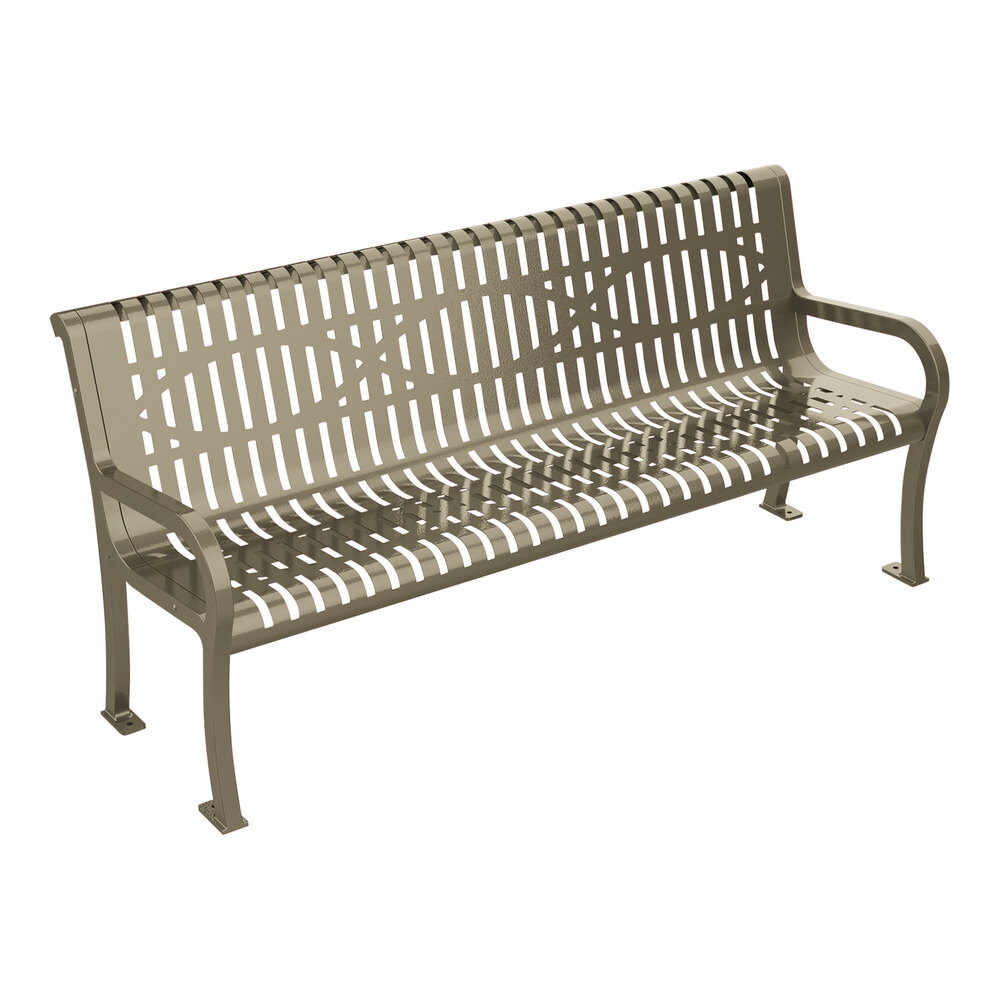 Ultra Site Lexington 6' Beige Wave Bench with Backrest 75" x 26 7/8" x 35 1/2"