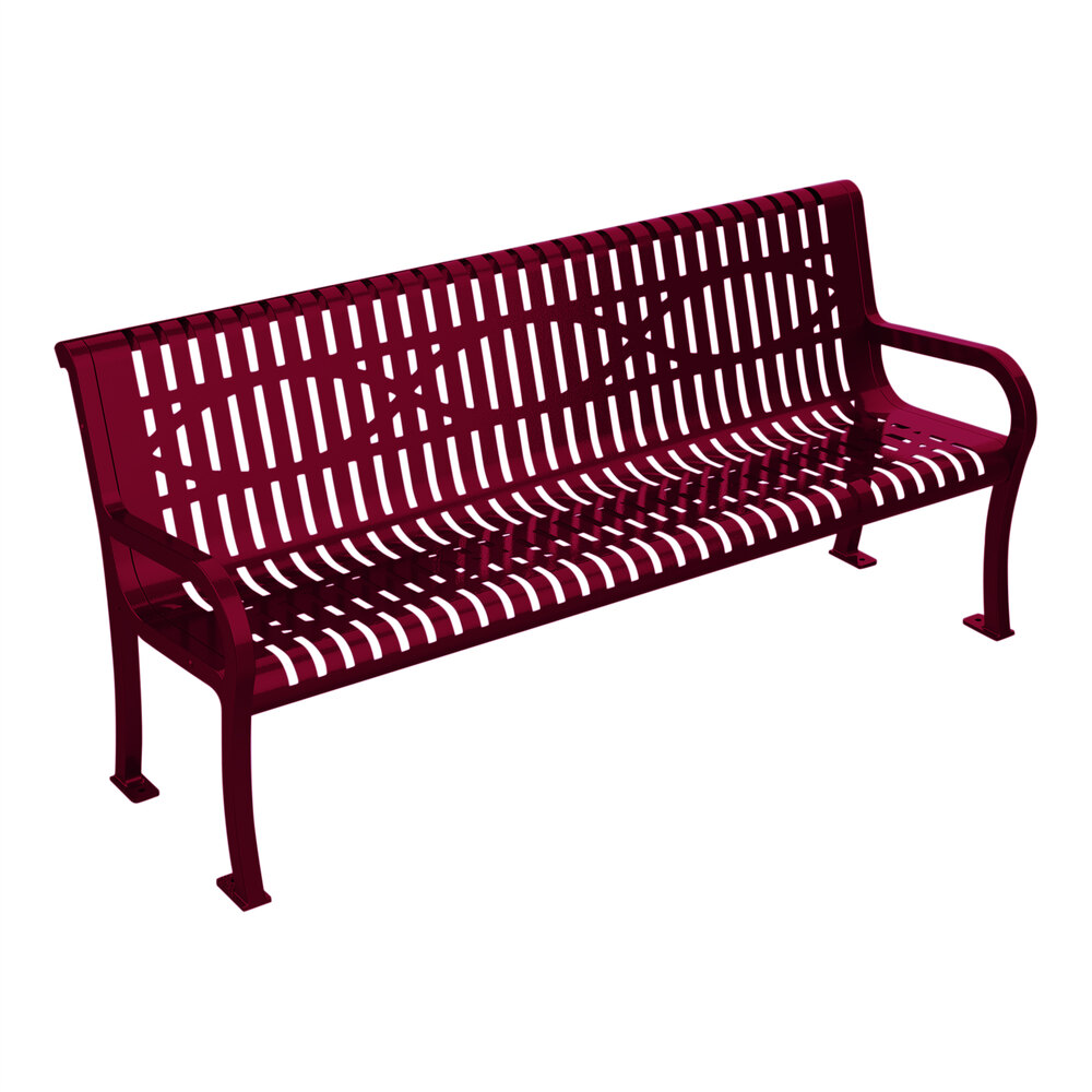 Ultra Site Lexington 6' Burgundy Wave Bench with Backrest 75" x 26 7/8" x 35 1/2"