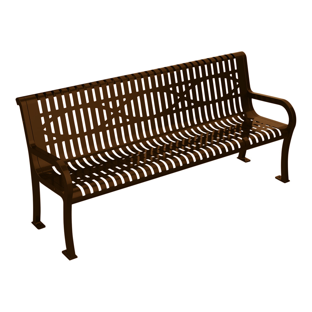 Ultra Site Lexington 6' Brown Wave Bench with Backrest 75" x 26 7/8" x 35 1/2"