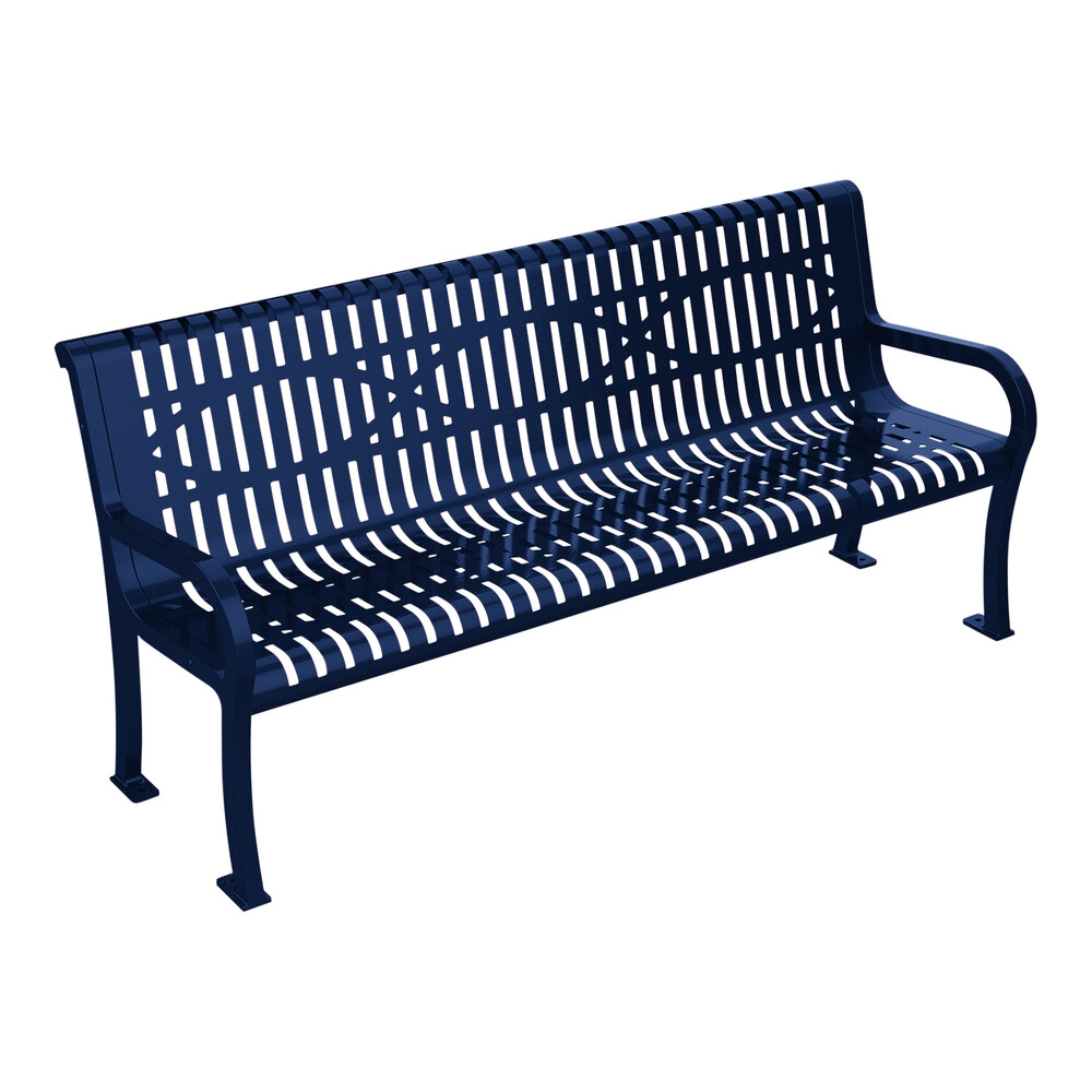 Ultra Site Lexington 6' Ultra Blue Wave Bench with Backrest 75" x 26 7/8" x 35 1/2"