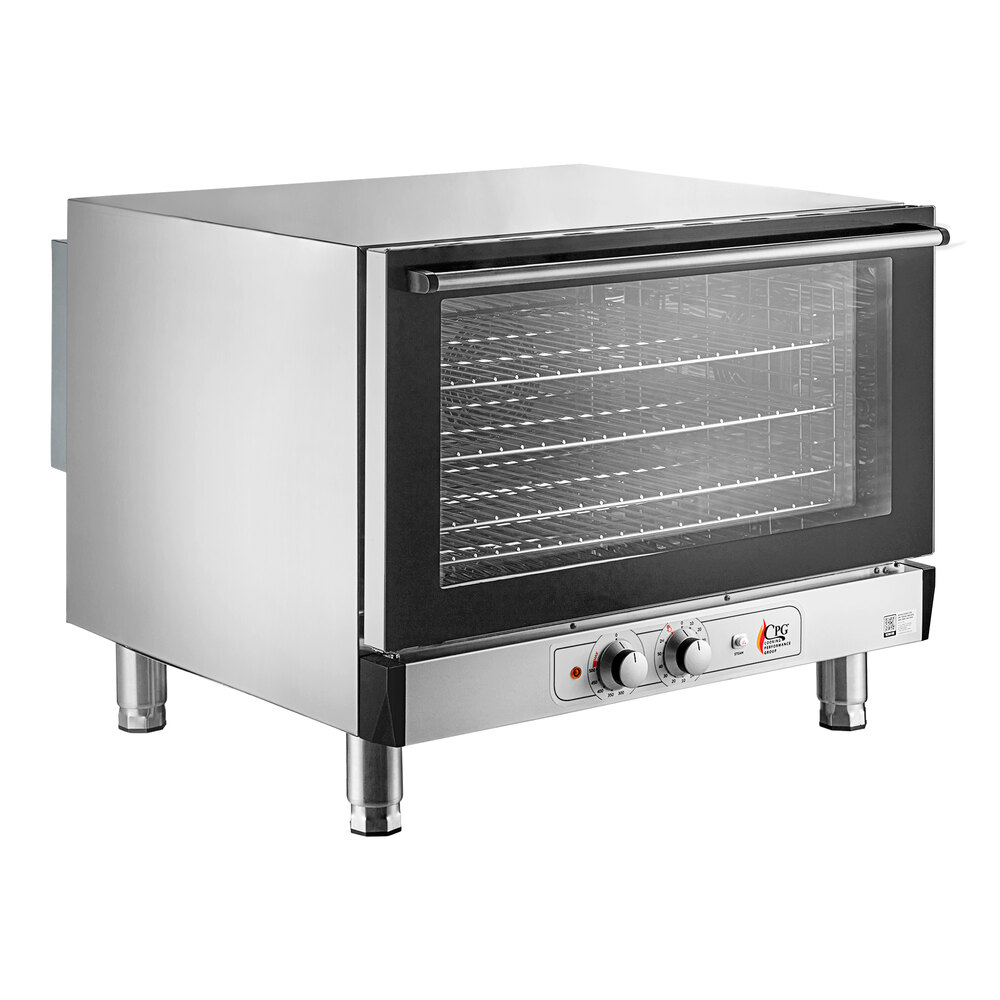 Cooking Performance Group COF-T4-M Electric Thermostatic Countertop 4 Tray Full Size Convection Oven with Moisture Injection - 208-240V, 5600W