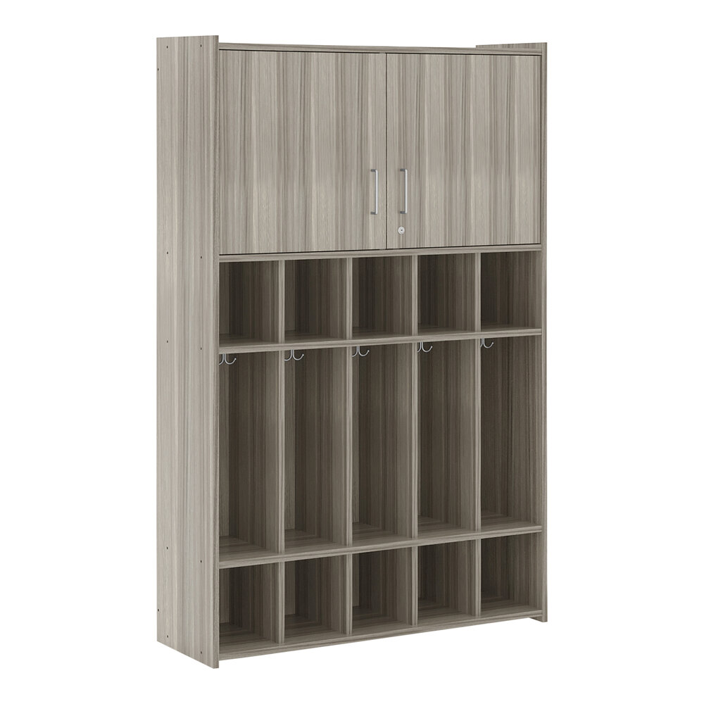 Tot Mate TM2431A.S3322 Shadow Elm 5 Section School Age Laminate Floor Locker - 46" x 15" x 71 1/2"