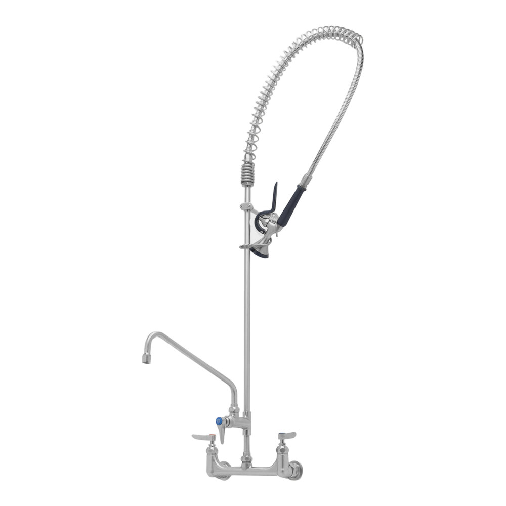 Eversteel by T&S S-0133-A14-BY Wall-Mounted Mixing Faucet with 14" Swing Nozzle and Pre-Rinse Unit with 1.15 GPM New-Style Spray Valve