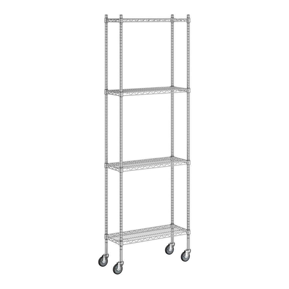 Regency 12" x 30" x 92" NSF Chrome Mobile Wire Shelving Starter Kit with 4 Shelves
