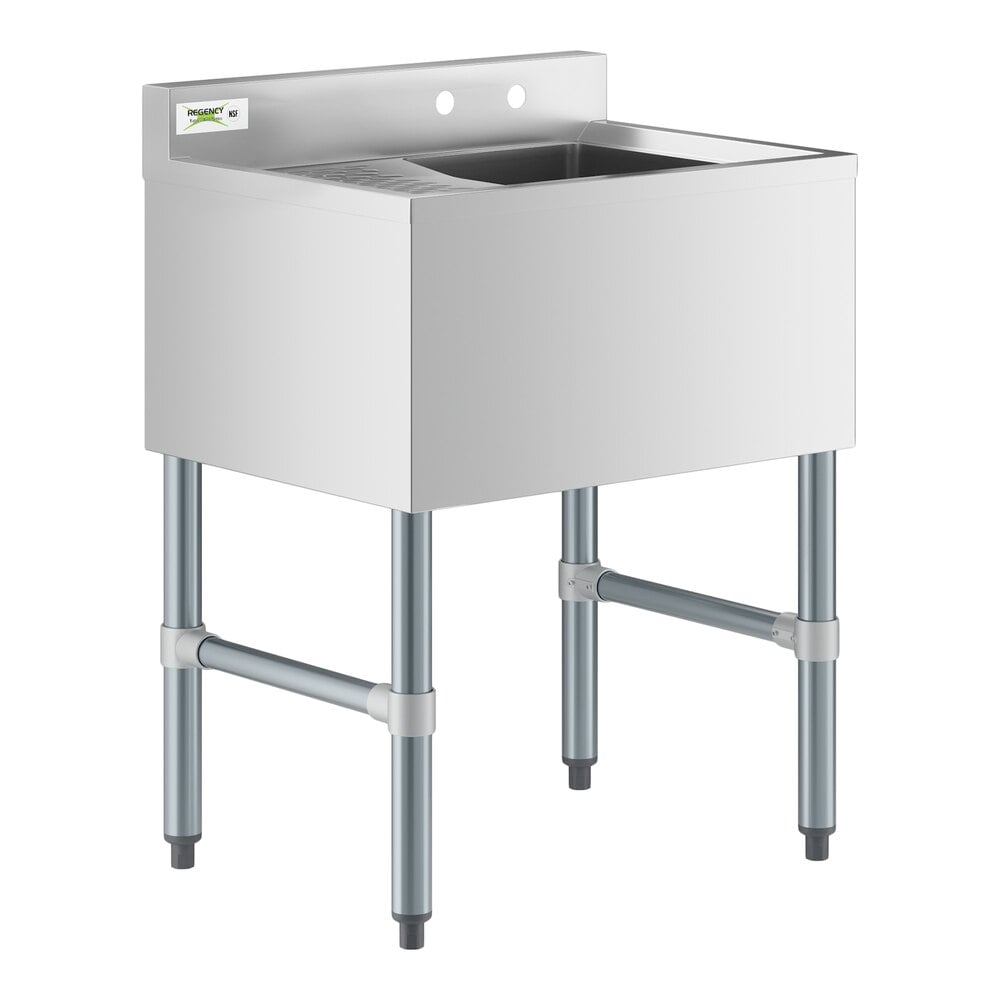 Regency 1 Bowl Underbar Sink with Drainboard - 24" x 18 3/4" - Left Drainboard