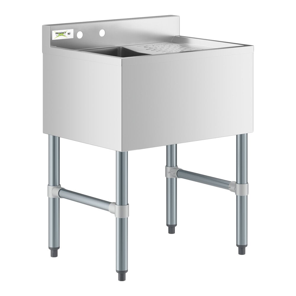 Regency 1 Bowl Underbar Sink with Drainboard - 24" x 18 3/4" - Right Drainboard