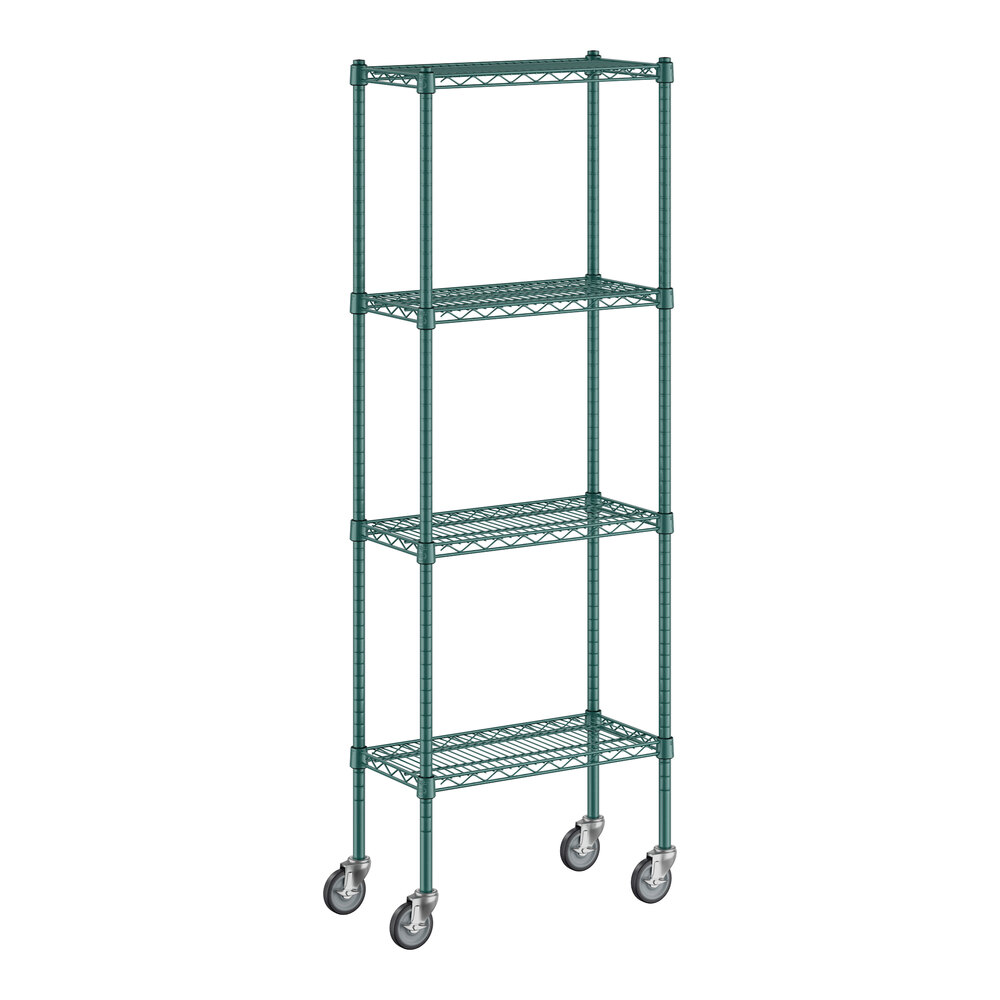 Regency 12" x 24" NSF Green Epoxy 4-Shelf Kit with 64" Posts and Casters