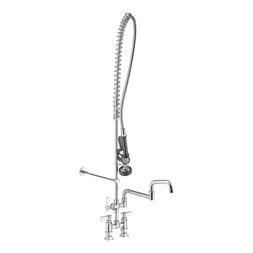 Regency 1.15 GPM Deck-Mounted Pre-Rinse Faucet with 4" Centers and 15" Double-Jointed Add-On Faucet
