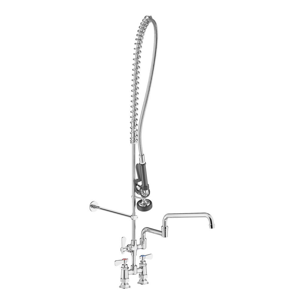 Regency 1.15 GPM Deck-Mounted Pre-Rinse Faucet with 4" Centers and 18" Double-Jointed Add-On Faucet