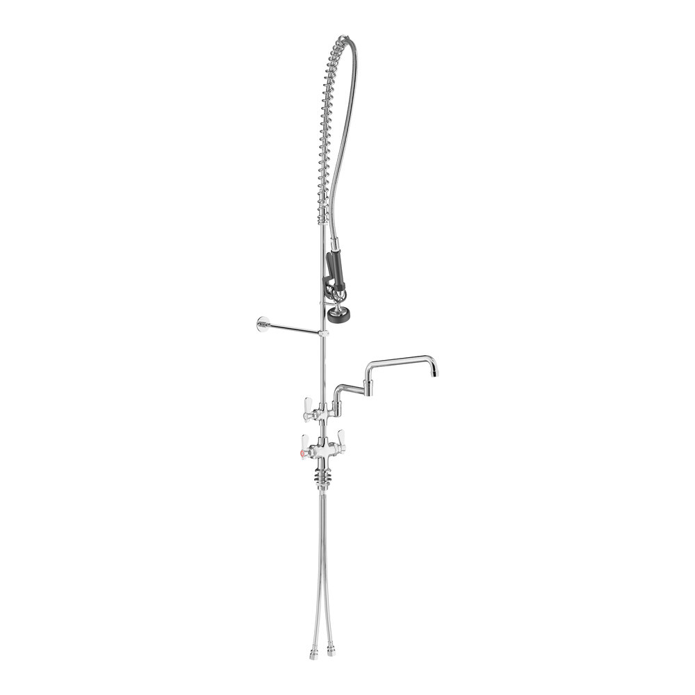 Regency 1.15 GPM Deck-Mounted Pre-Rinse Faucet with Single Base and 18" Double-Jointed Add-On Faucet