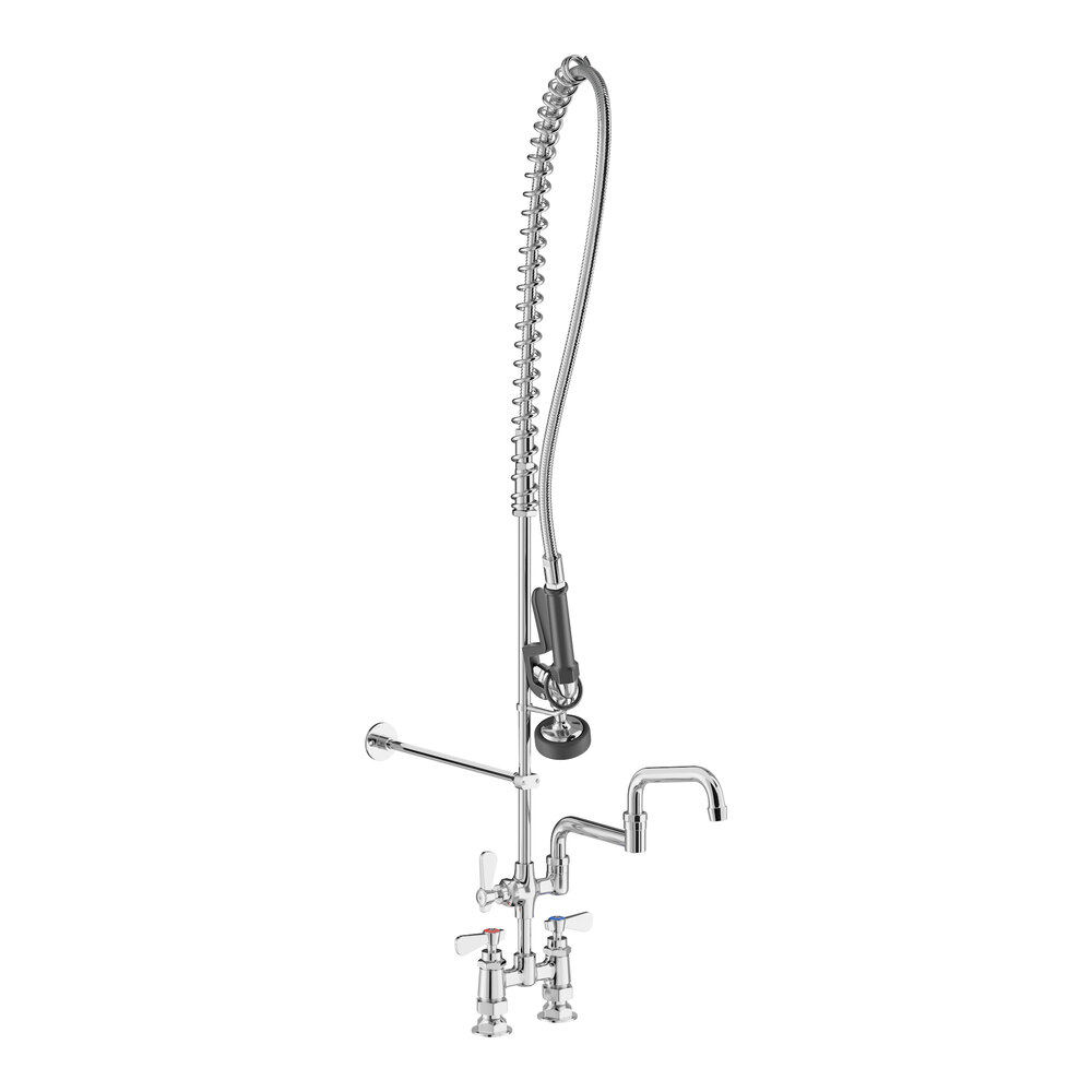 Regency 1.15 GPM Deck-Mounted Pre-Rinse Faucet with 4" Centers and 12" Double-Jointed Add-On Faucet