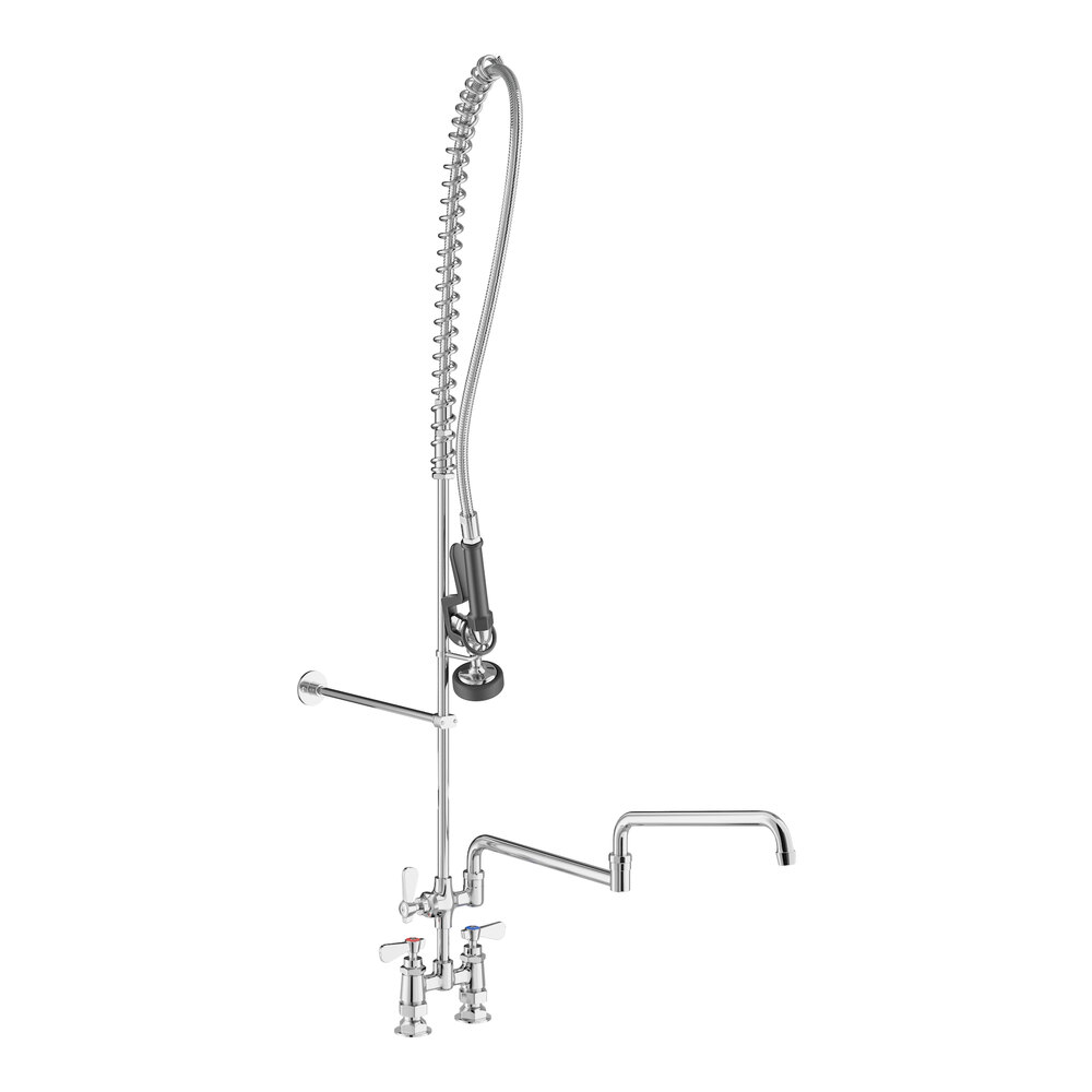 Regency 1.15 GPM Deck-Mounted Pre-Rinse Faucet with 4" Centers and 24" Double-Jointed Add-On Faucet